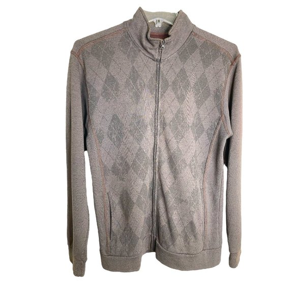 Retrofit Other - Retrofit Mens Grey Argyle Full Zip Long Sleeve Mock Turtle Sweatshirt Size L